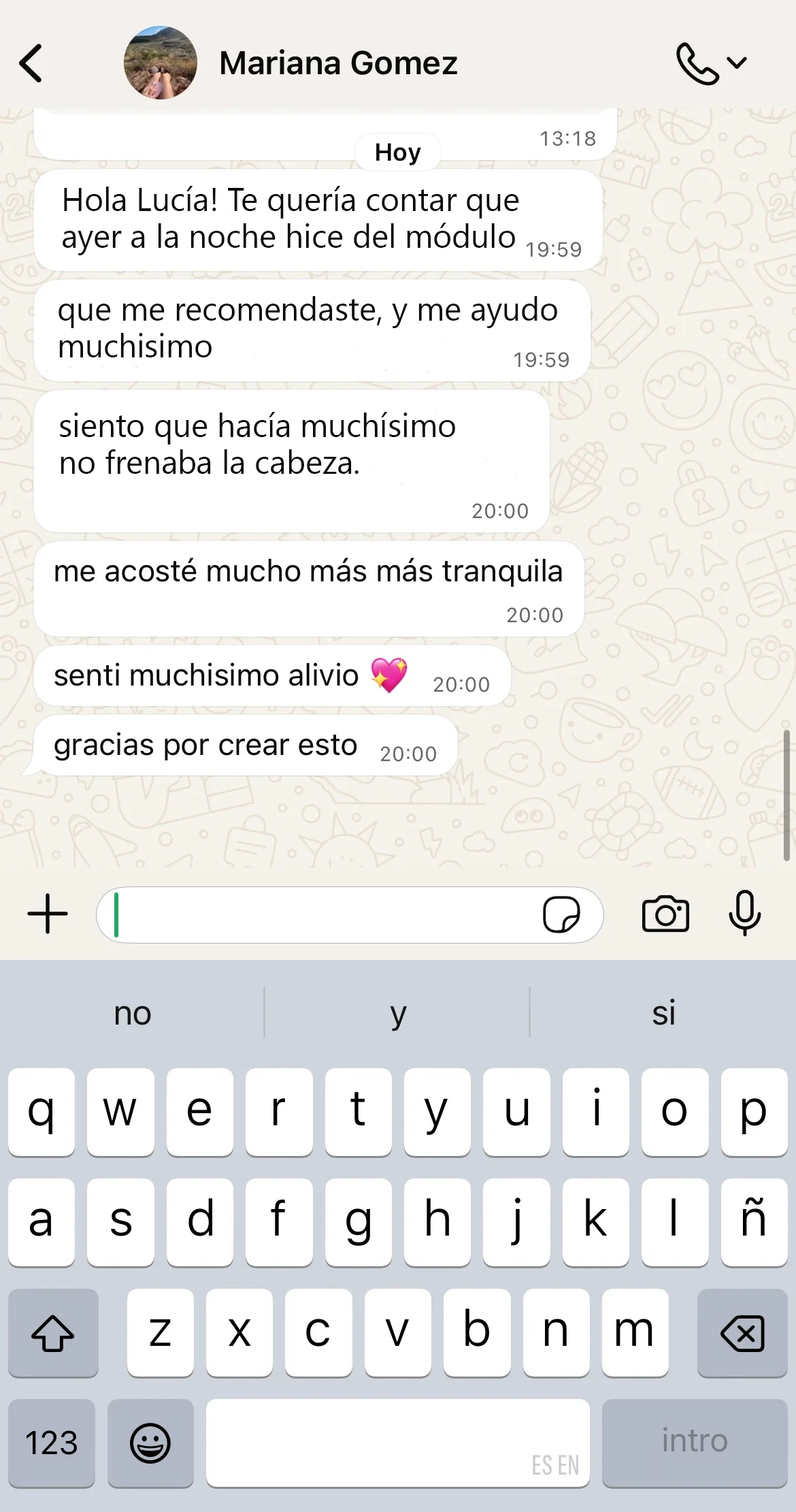 Testimonio WhatsApp 1